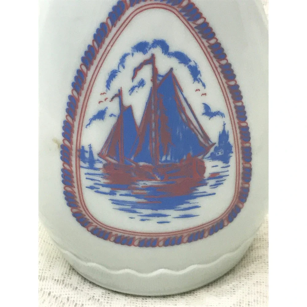 1963 Jim Beam Whisky‎ Decanter Blue and Red Delft Windmill Bottle Retro Barware
